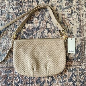 Quince Woven Tan convertible crossbody Shoulder Bag